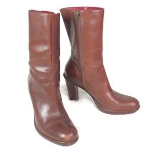 Tommy Hilfiger brown leather zip up boots size 9.5